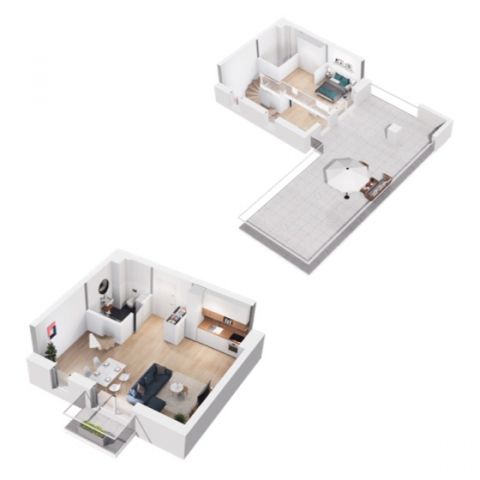 Rzut mieszkania M29: 1 pokój, 58.29 m2
