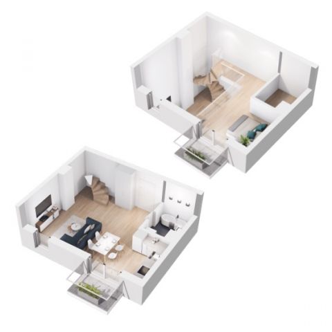 Rzut mieszkania M34: 1 pokój, 54.23 m2