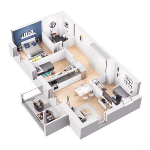 Rzut mieszkania M26: 4 pokoje, 64.52 m2