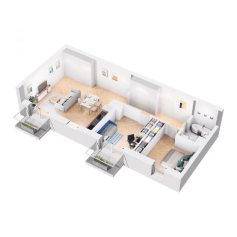 Rzut mieszkania M25: 3 pokoje, 69.85 m2