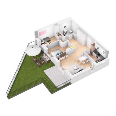 Rzut mieszkania M10: 3 pokoje, 61.59 m2