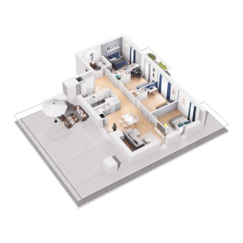 Rzut mieszkania M28: 5 pokoi, 89.30 m2