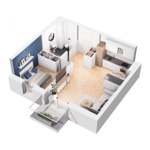 Rzut mieszkania M11: 2 pokoje, 40.36 m2