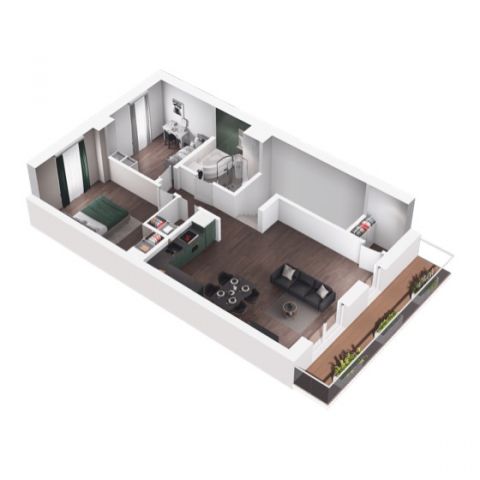 Rzut mieszkania A4: 3 pokoje, 68.86 m2