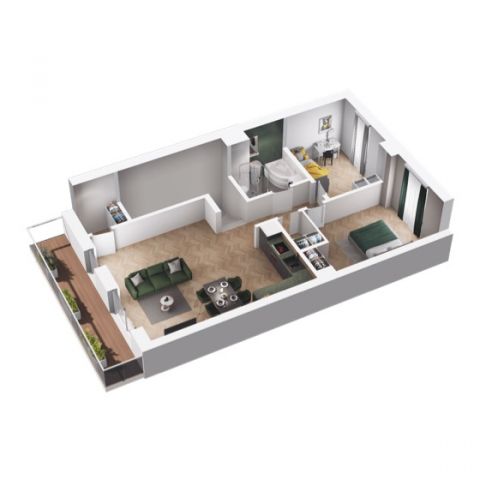 Rzut mieszkania A10: 3 pokoje, 68.86 m2