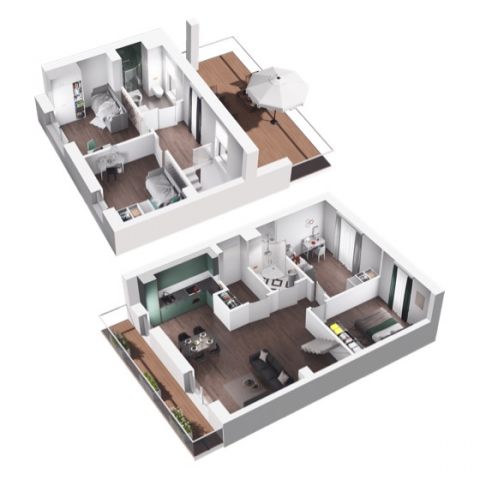 Rzut mieszkania B2: 5 pokoi, 88.62 m2