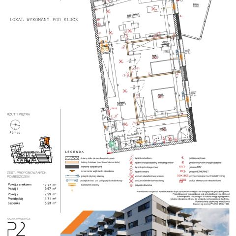 Rzut mieszkania Przyjaciół 2 M.1.70